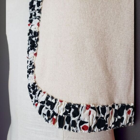 Oscar De La Renta Cream Cashmere & Silk Ruched Polka Dot Trim Bolero - Picture 4 of 10